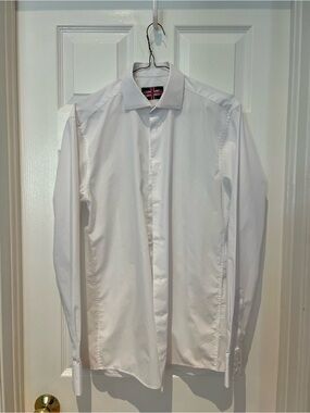 Men's White Dress Shirt with Spread Collar
